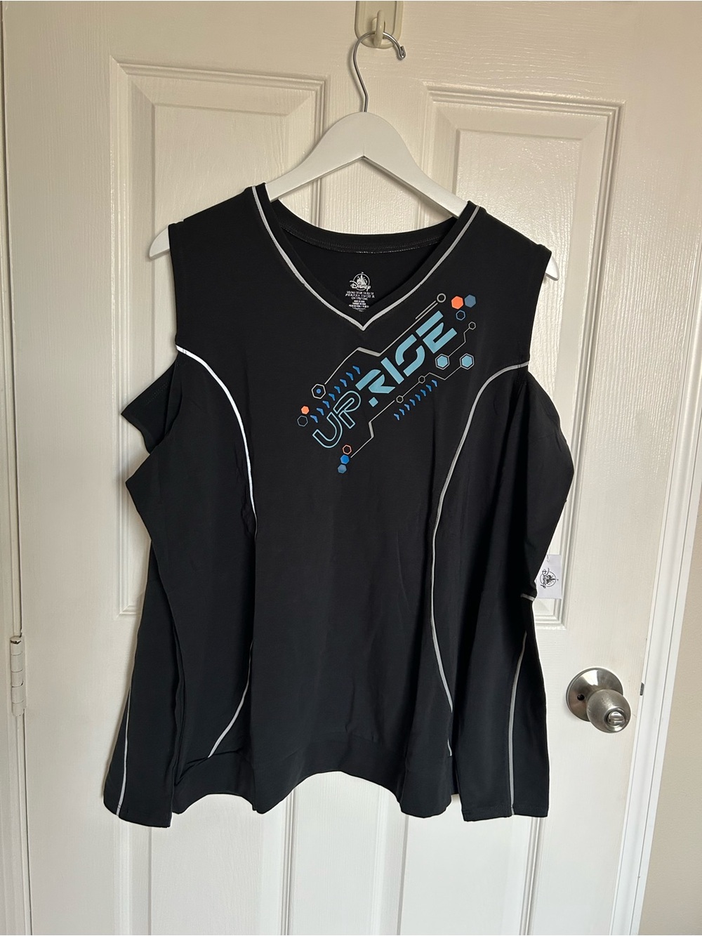 Disney Tron Uprise Lightcycle / Run Black Cold-Shoulder Athletic Jersey NWT 1X